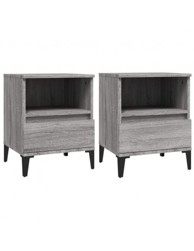 Comodino 2 pz Grigio Sonoma 40x35x50 cm