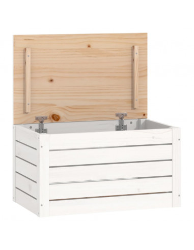 Contenitore Portaoggetti Bianco 59,5x36,5x33cm Massello di Pino