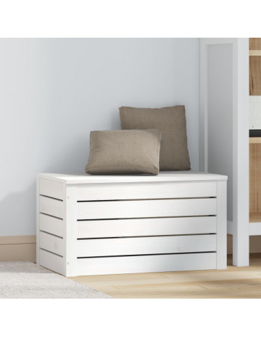 Contenitore Portaoggetti Bianco 59,5x36,5x33cm Massello di Pino