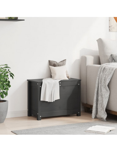 Contenitore Portaoggetti Grigio 60x32x45,5cm Massello di Pino