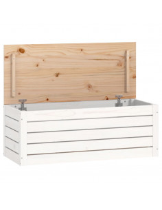 Contenitore Portaoggetti Bianco 89x36,5x33cm Massello di Pino 2