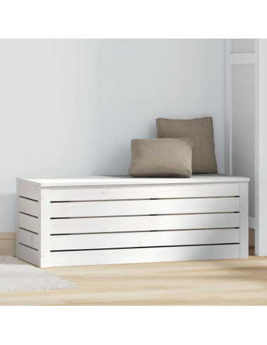 Contenitore Portaoggetti Bianco 89x36,5x33cm Massello di Pino