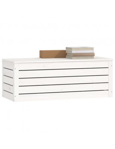Contenitore Portaoggetti Bianco 89x36,5x33cm Massello di Pino