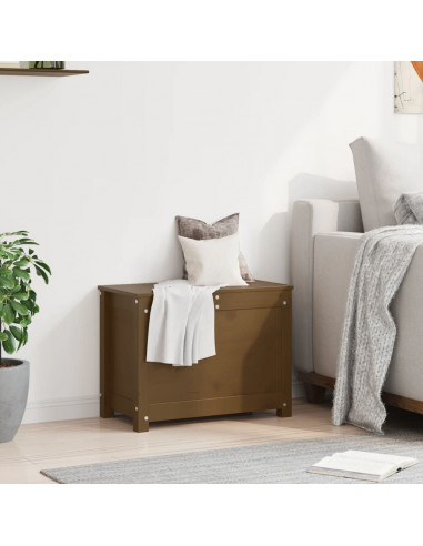 Contenitore Portaoggetti Miele 60x32x45,5cm Legno Massello Pino