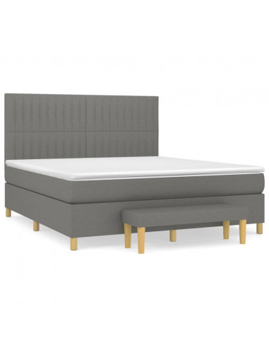 Giroletto a Molle con Materasso Grigio Scuro 160x200 cm Tessuto