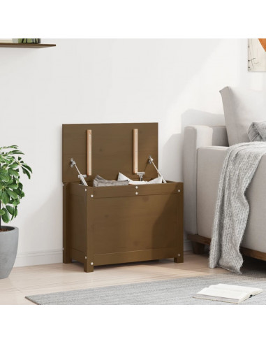 Contenitore Portaoggetti Miele 60x32x45,5cm Legno Massello Pino