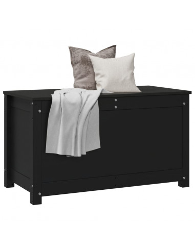 Contenitore Portaoggetti Nero 80x40x45,5cm Legno Massello Pino