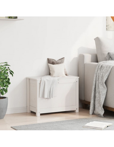 Contenitore Portaoggetti Bianco 60x32x45,5cm Massello di Pino