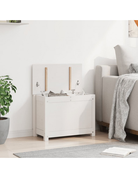 Contenitore Portaoggetti Bianco 60x32x45,5cm Massello di Pino