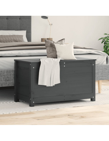 Contenitore Portaoggetti Grigio 80x40x45,5cm Massello di Pino