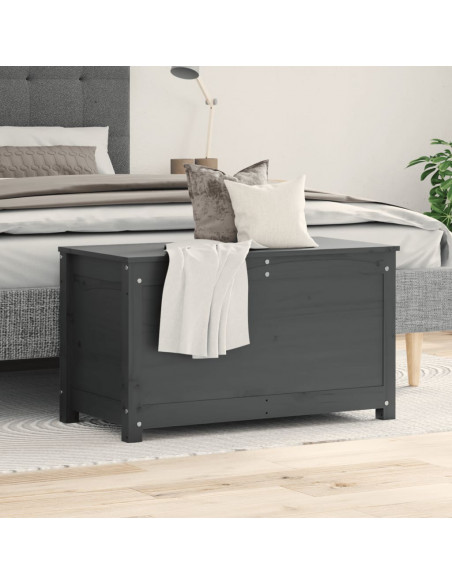 Contenitore Portaoggetti Grigio 80x40x45,5cm Massello di Pino