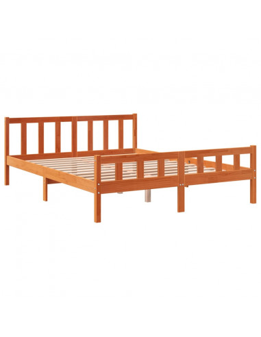 Giroletto con Testiera Marrone Cera 150x200 cm Massello Pino