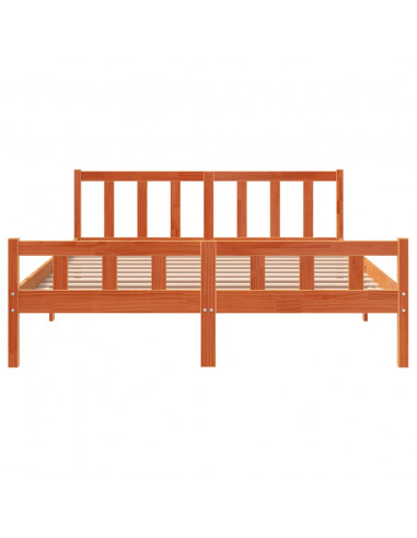 Giroletto con Testiera Marrone Cera 150x200 cm Massello Pino