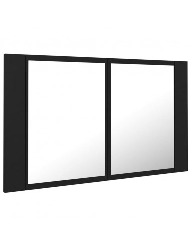 Armadietto a Specchio con Luci LED Nero 80x12x45 cm in Acrilico
