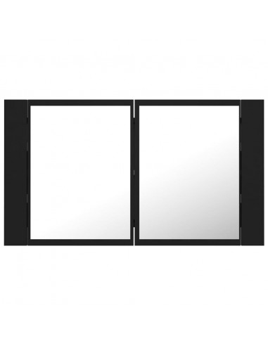 Armadietto a Specchio con Luci LED Nero 80x12x45 cm in Acrilico