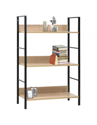 Scaffale Libri 3 Ripiani Rovere 60x27,6x90,5 Legno Multistrato