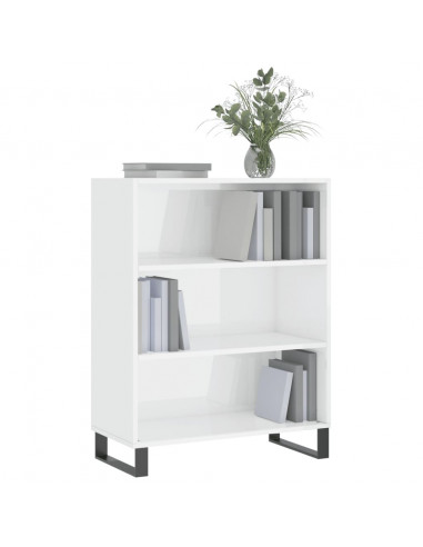 Scaffale Bianco Lucido 69,5x32,5x90 cm in Legno Multistrato