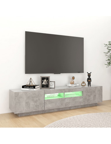 Mobile Porta TV con Luci LED Grigio Cemento 180x35x40 cm
