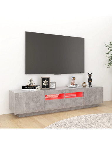 Mobile Porta TV con Luci LED Grigio Cemento 180x35x40 cm