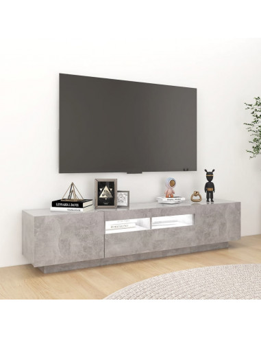 Mobile Porta TV con Luci LED Grigio Cemento 180x35x40 cm