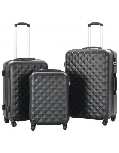Set Trolley a Custodia Rigida 3 pz Nero in ABS