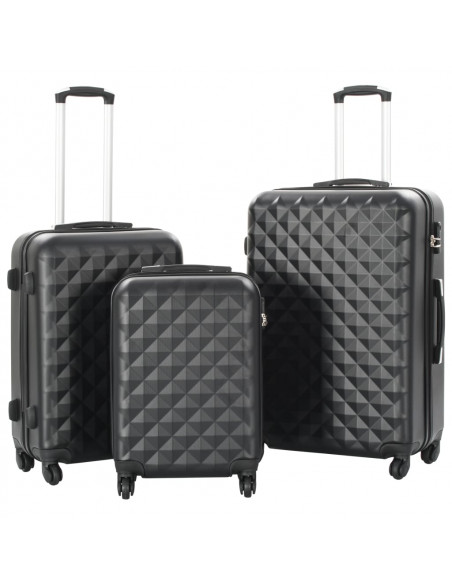 Set Trolley a Custodia Rigida 3 pz Nero in ABS