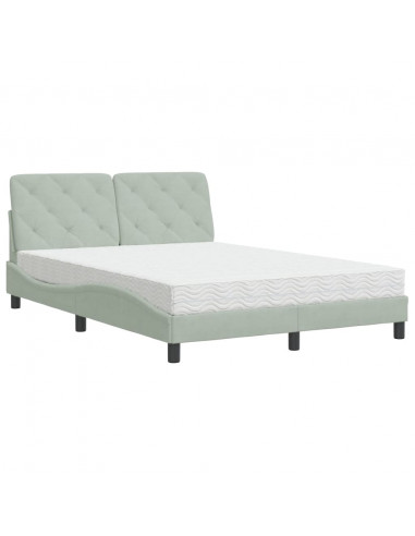 Letto con Materasso Grigio Chiaro 120x200 cm in Velluto