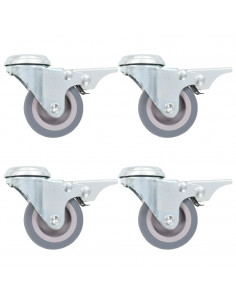 Ruote Girevoli con Foro per Bulloni e Doppio Freno 4 pz 50 mm 2