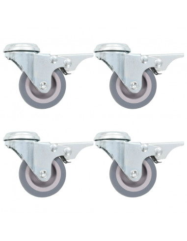 Ruote Girevoli con Foro per Bulloni e Doppio Freno 4 pz 50 mm
