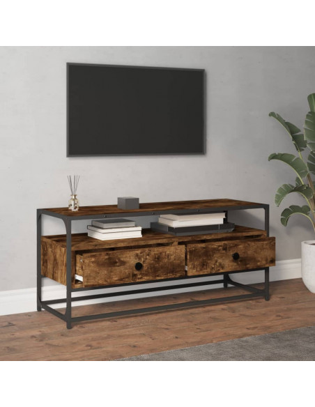 Mobile Porta TV Rovere Fumo 100x35x45 cm in Legno Multistrato