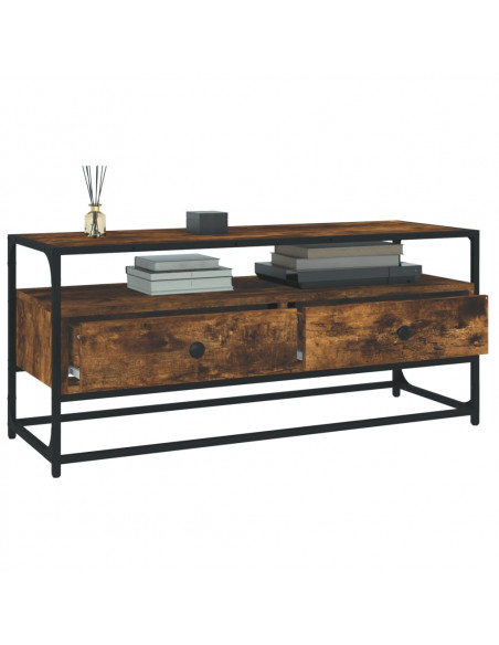 Mobile Porta TV Rovere Fumo 100x35x45 cm in Legno Multistrato