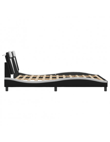 Giroletto con Luce LED Nero e Bianco 140x190 cm in Similpelle
