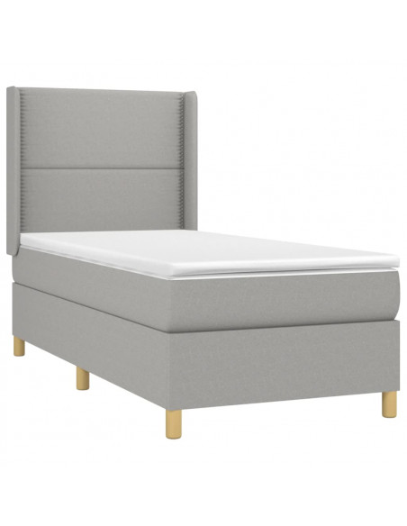 Letto a Molle Materasso e LED Grigio Chiaro 90x190 cm Tessuto