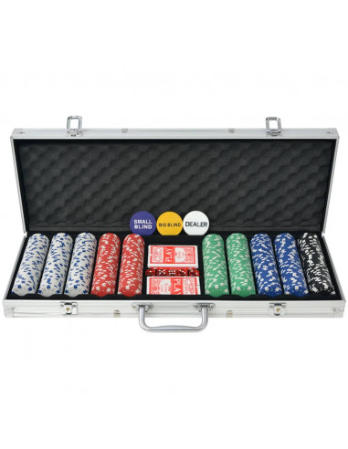 Set da Poker con 500 Chips Alluminio