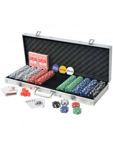 Set da Poker con 500 Chips Alluminio