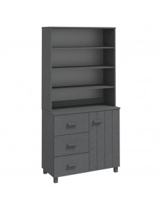 Credenza HAMAR in Legno Massello di Pino Grigio Scuro 2
