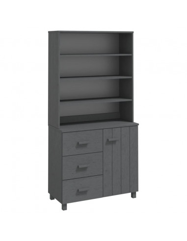 Credenza HAMAR in Legno Massello di Pino Grigio Scuro