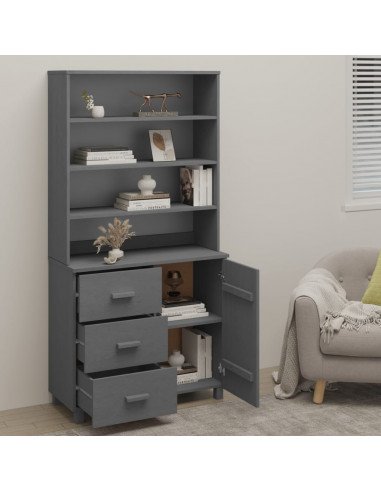 Credenza HAMAR in Legno Massello di Pino Grigio Scuro