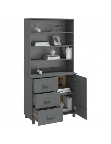 Credenza HAMAR in Legno Massello di Pino Grigio Scuro