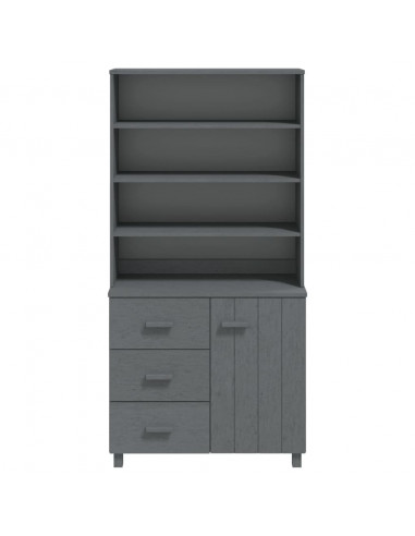 Credenza HAMAR in Legno Massello di Pino Grigio Scuro