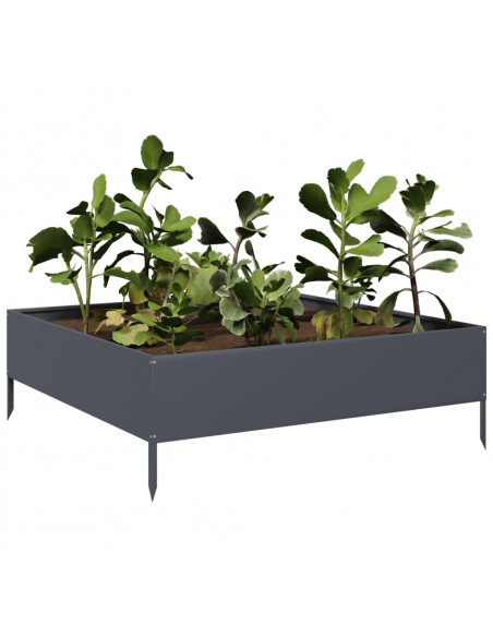 Fioriera Rialzata da Giardino Antracite 100x100x33,5cm Acciaio
