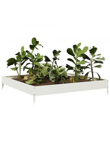 Fioriera Rialzata da Giardino Bianca 100x100x18,5 cm in Acciaio