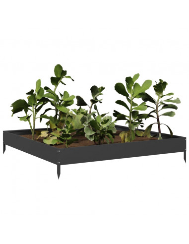 Fioriera Rialzata da Giardino Nera 100x100x18,5 cm in Acciaio