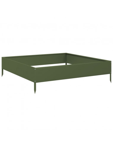 Fioriera Rialzata Giardino Verde Oliva 100x100x26 cm Acciaio