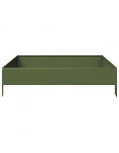Fioriera Rialzata Giardino Verde Oliva 100x100x26 cm Acciaio