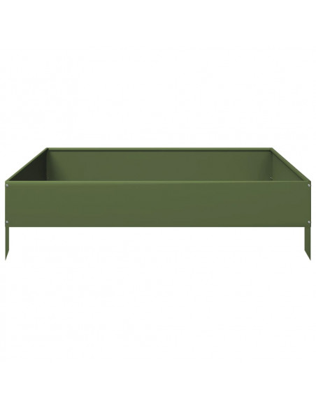 Fioriera Rialzata Giardino Verde Oliva 100x100x26 cm Acciaio