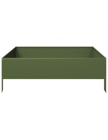 Fioriera Rialzata Giardino Verde Oliva 100x100x33,5 cm Acciaio