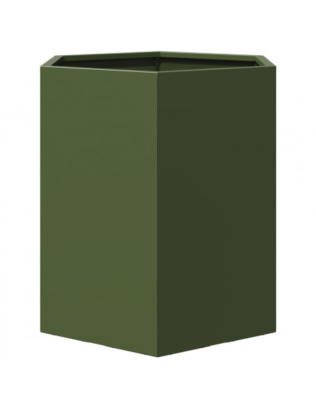 Fioriere 2 pz Verde Oliva Esagono 46x40x45 cm in Acciaio