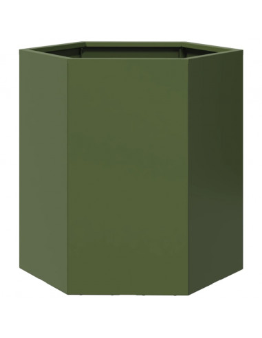 Fioriere 2 pz Verde Oliva Esagono 46x40x45 cm in Acciaio