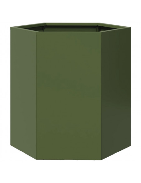 Fioriere 2 pz Verde Oliva Esagono 46x40x45 cm in Acciaio